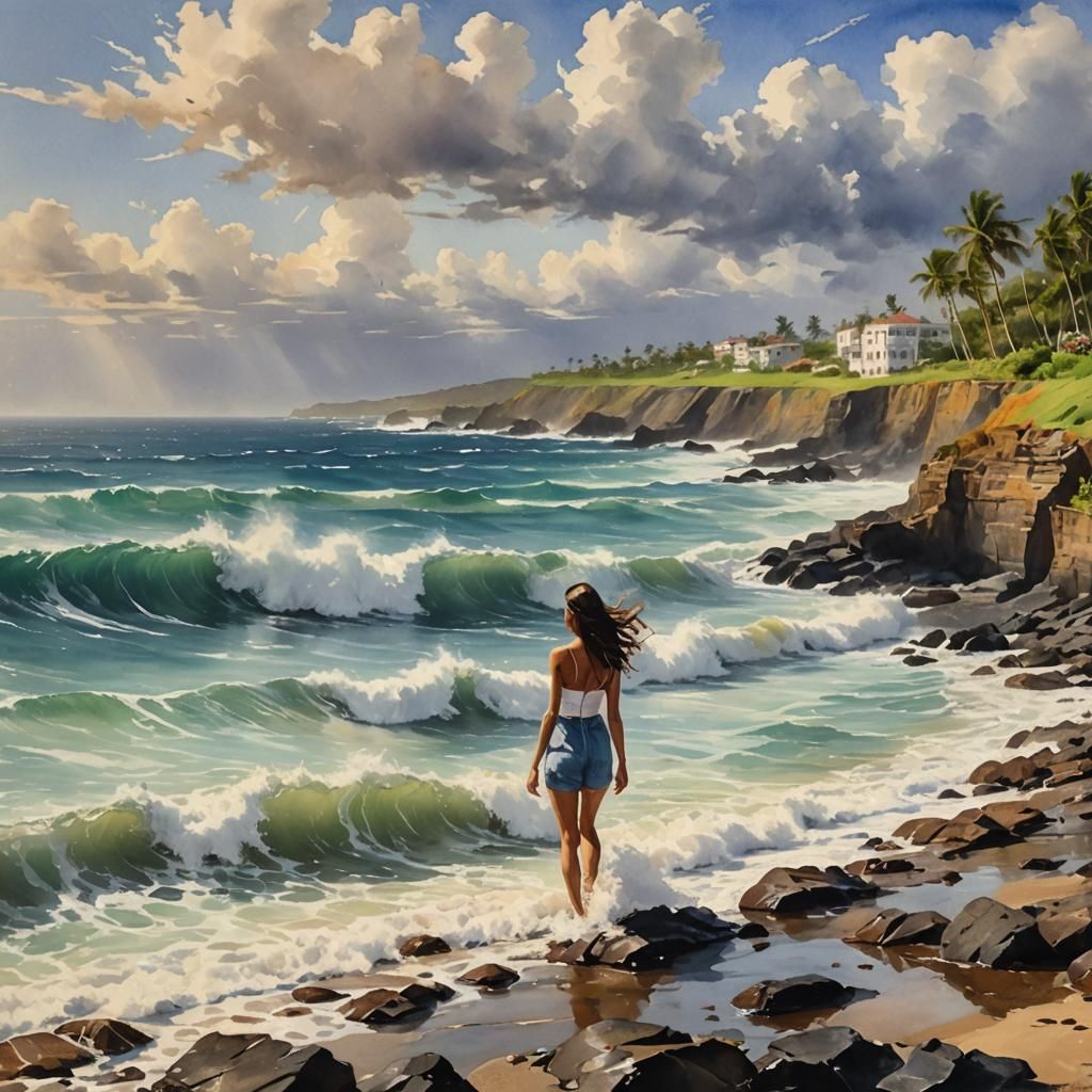 Puerto Rican Beauty in Watercolor Painting