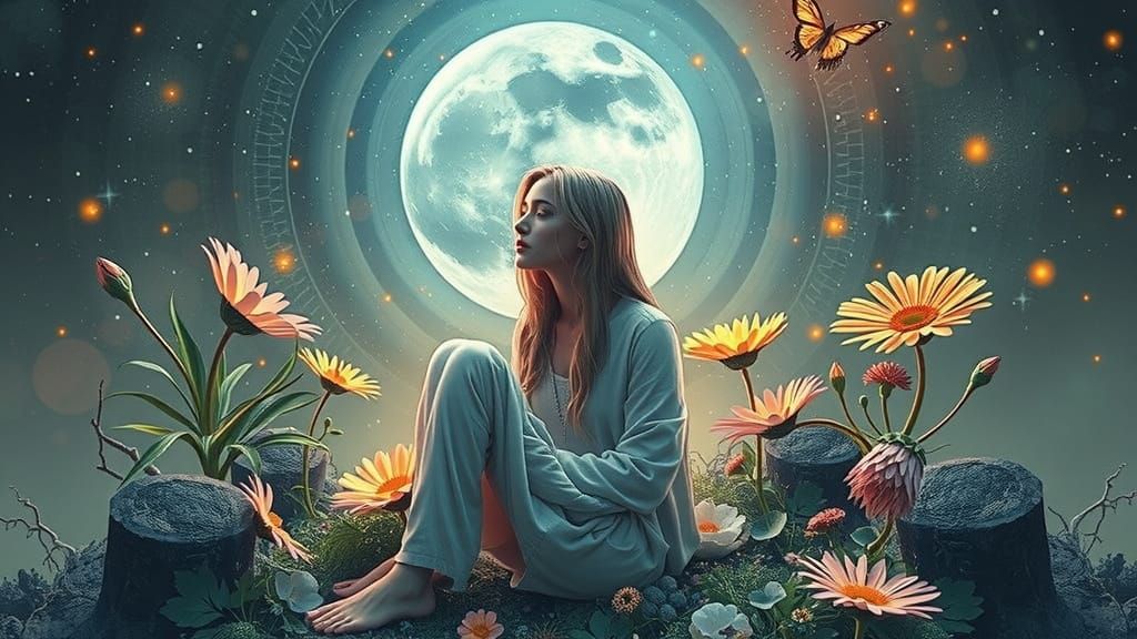 Cosmic Surrealist Figure Emerge from Kaleidoscope of Texture...