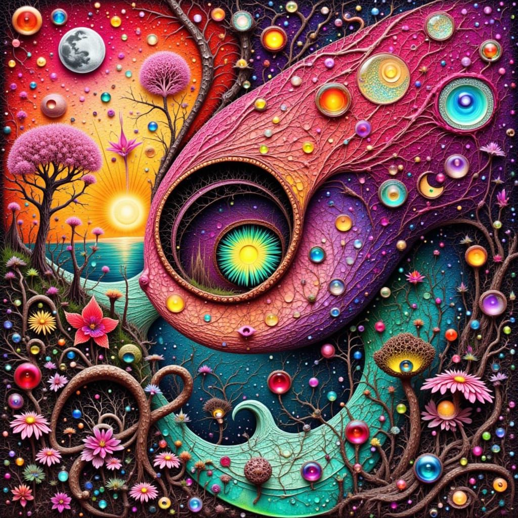 Exquisitely Beautiful Alien Landscape with Tendrils and Vibr...