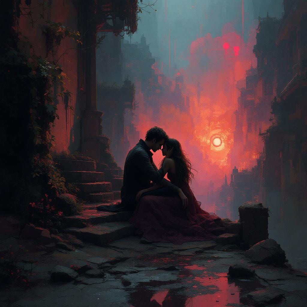 Abstract Missed Relationship in Digital Art Style