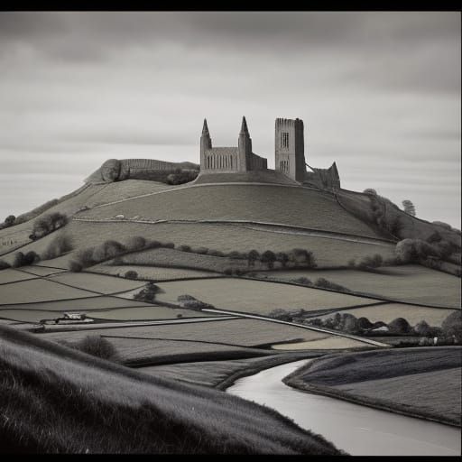 Misty Glastonbury Tor in Earthy Hues
