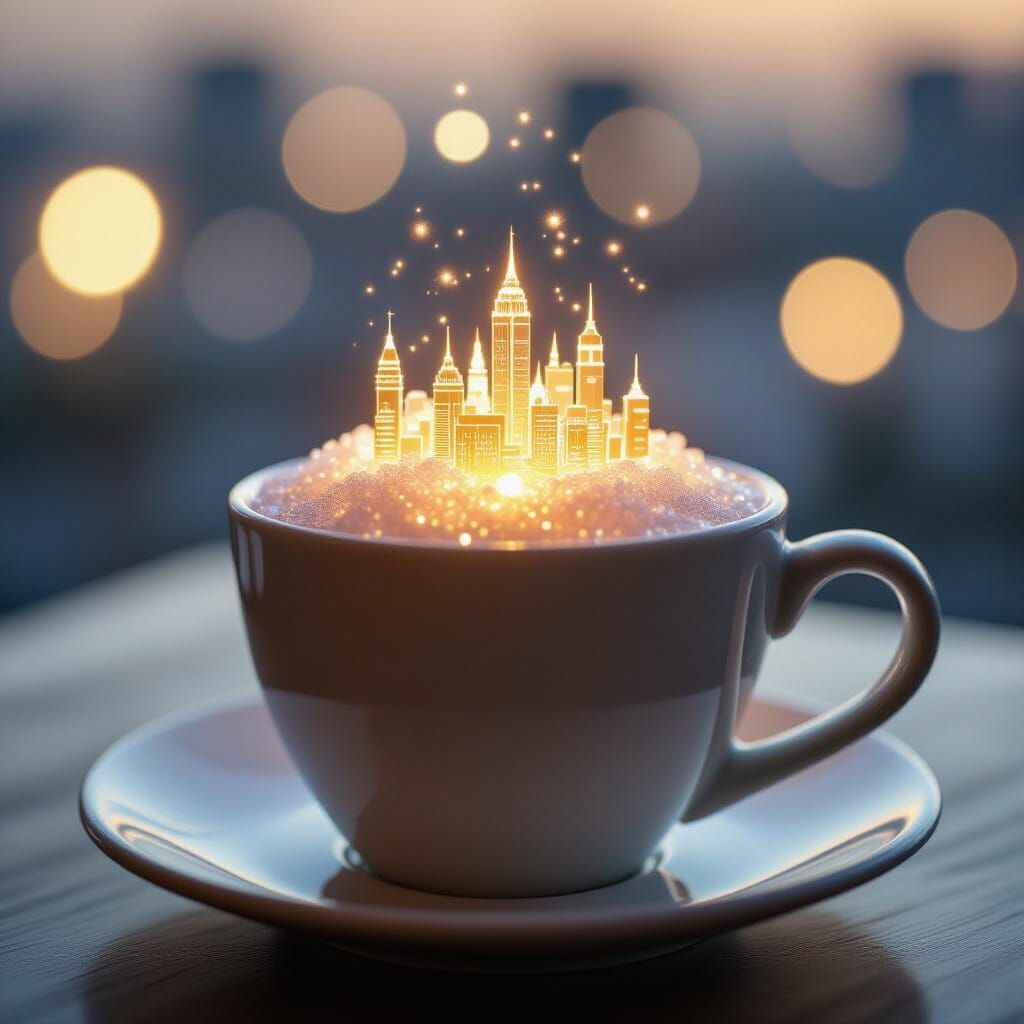 Glowing Rose City Shimmers in Sugar Crystals Coffee Cup