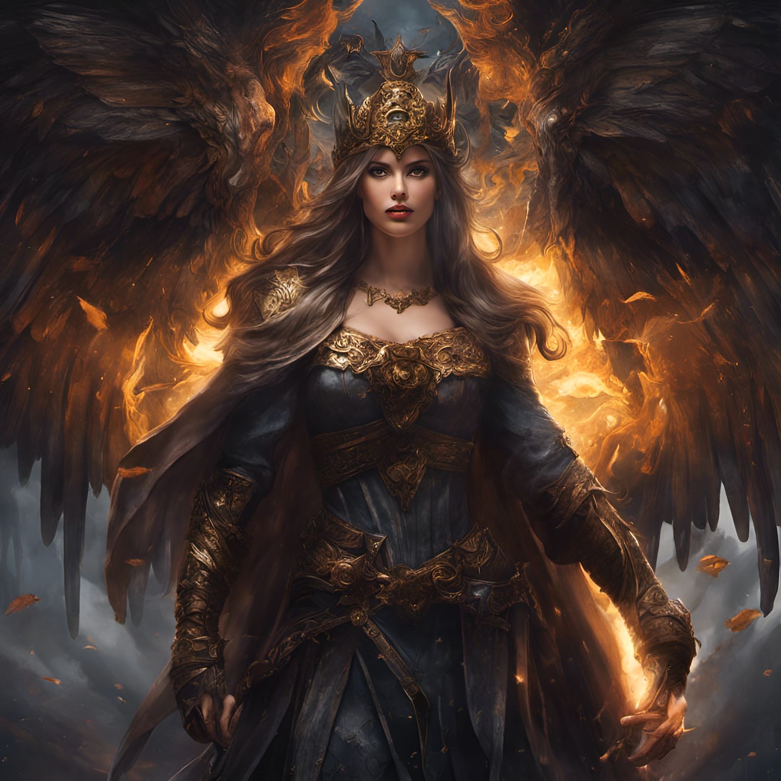 Medieval Goddess in Watercolor Painting Style