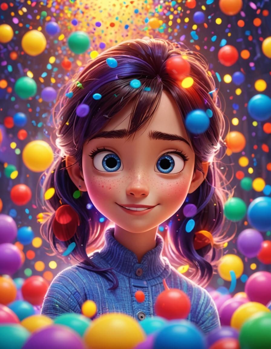 Joy and Sadness in Vibrant Pixar 3D Style