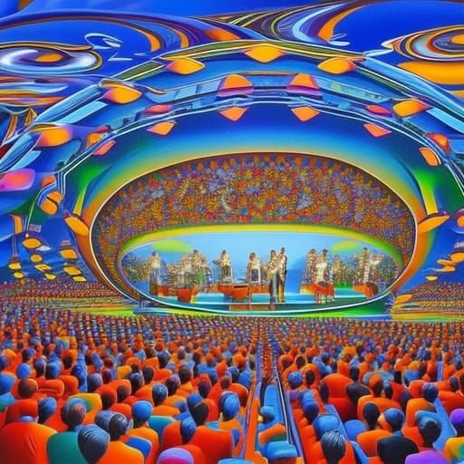 Music Band Live Performance in Psychedelic Art Style
