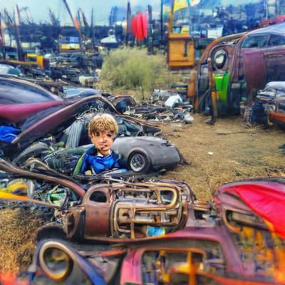 Boy in Junkyard: A Solitary Moment