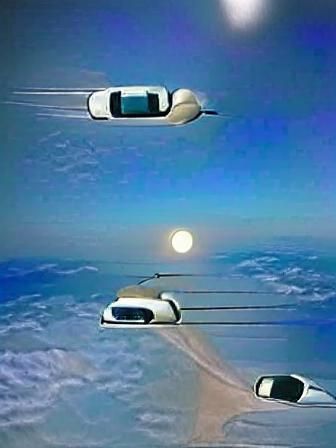 Car Soaring to the Moon