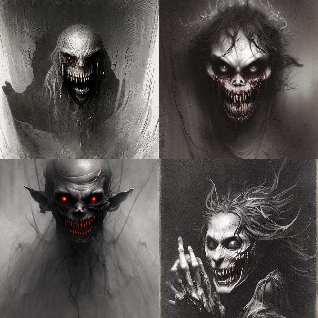 Tormented Psychopath with Scary Smile in Gothic Horror Style