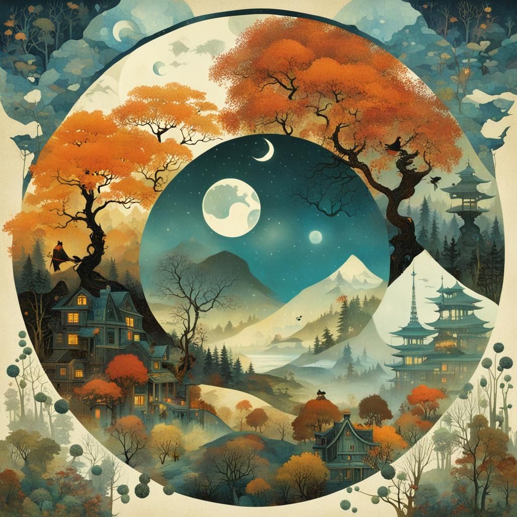 Yin-Yang: Merged Autumn and Winter Worlds