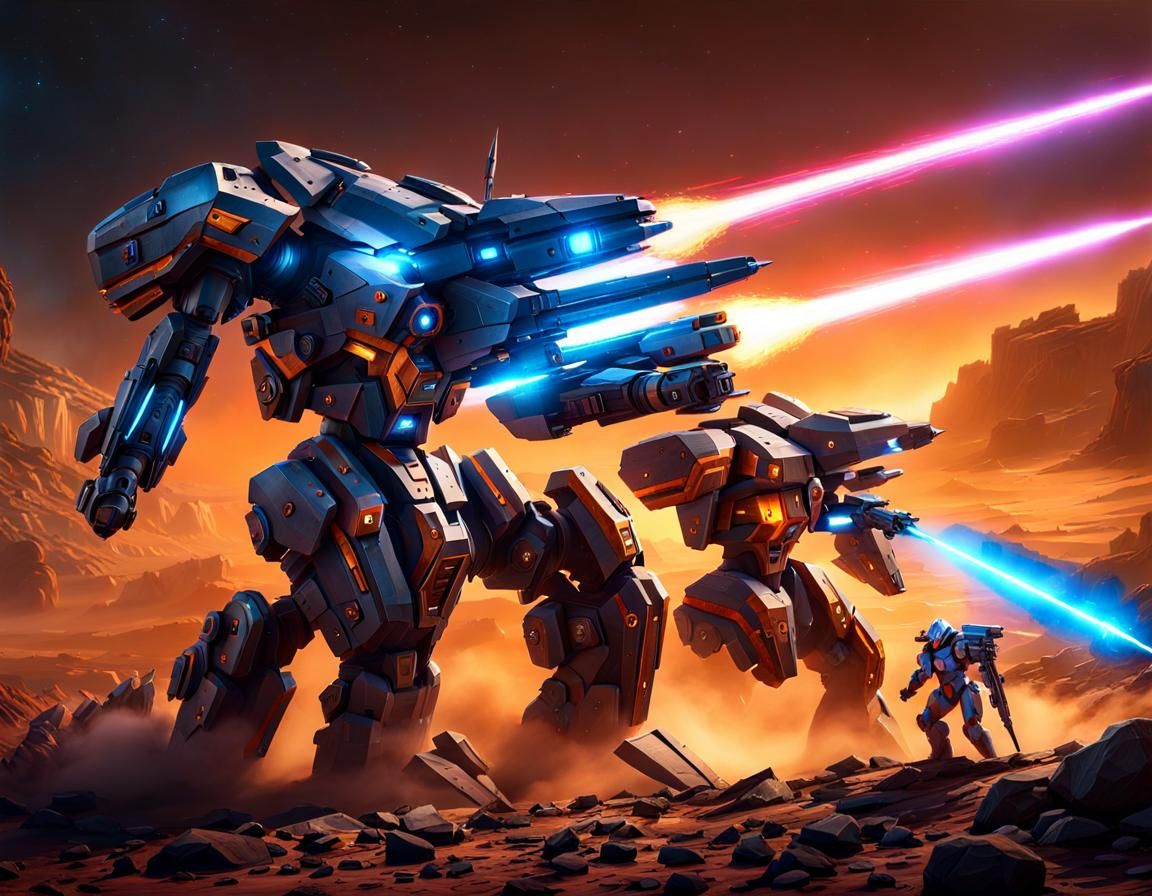 Mecha Duel on Barren Alien World