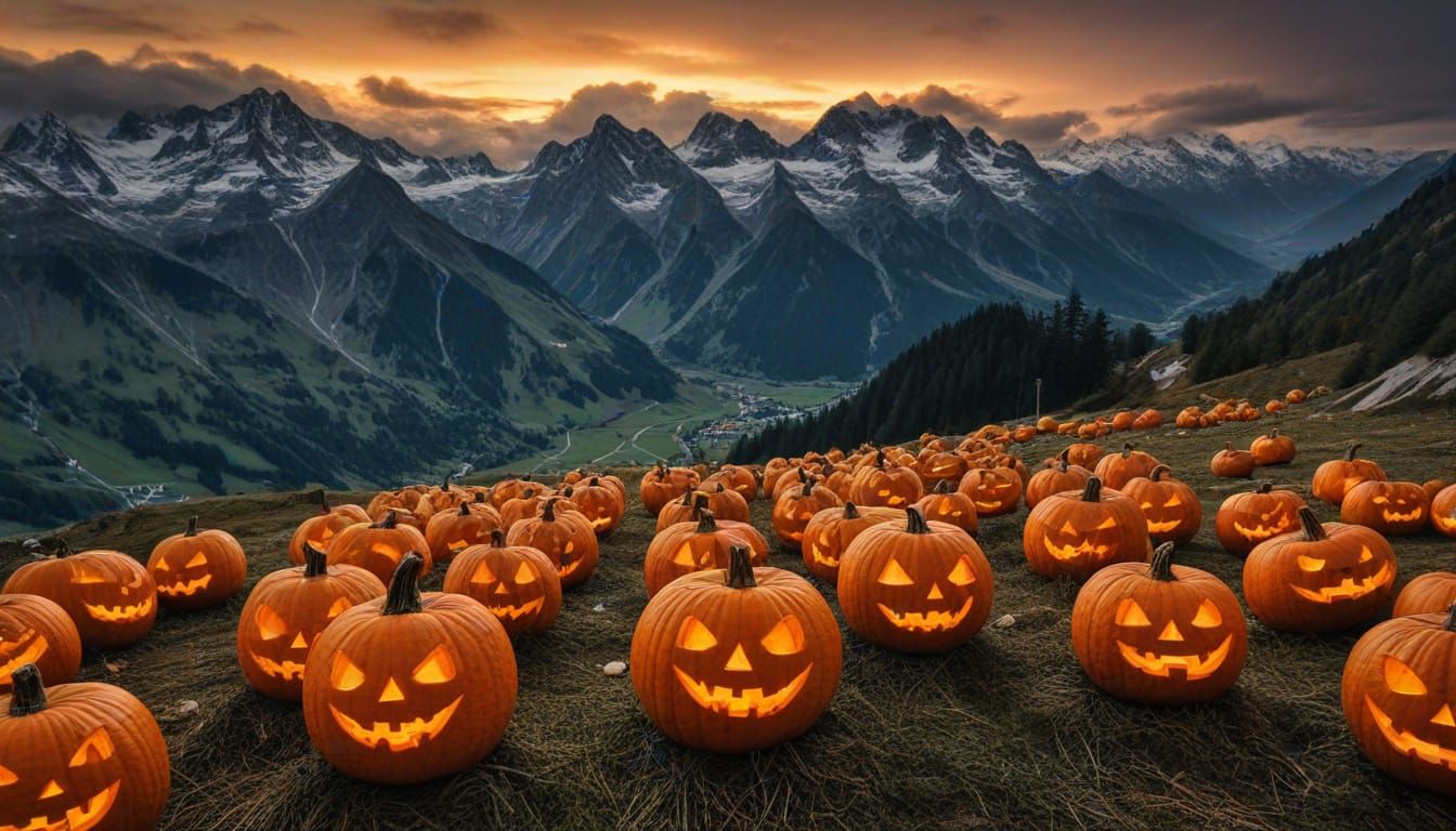 Halloween Jack O Lanterns in Swiss Alps