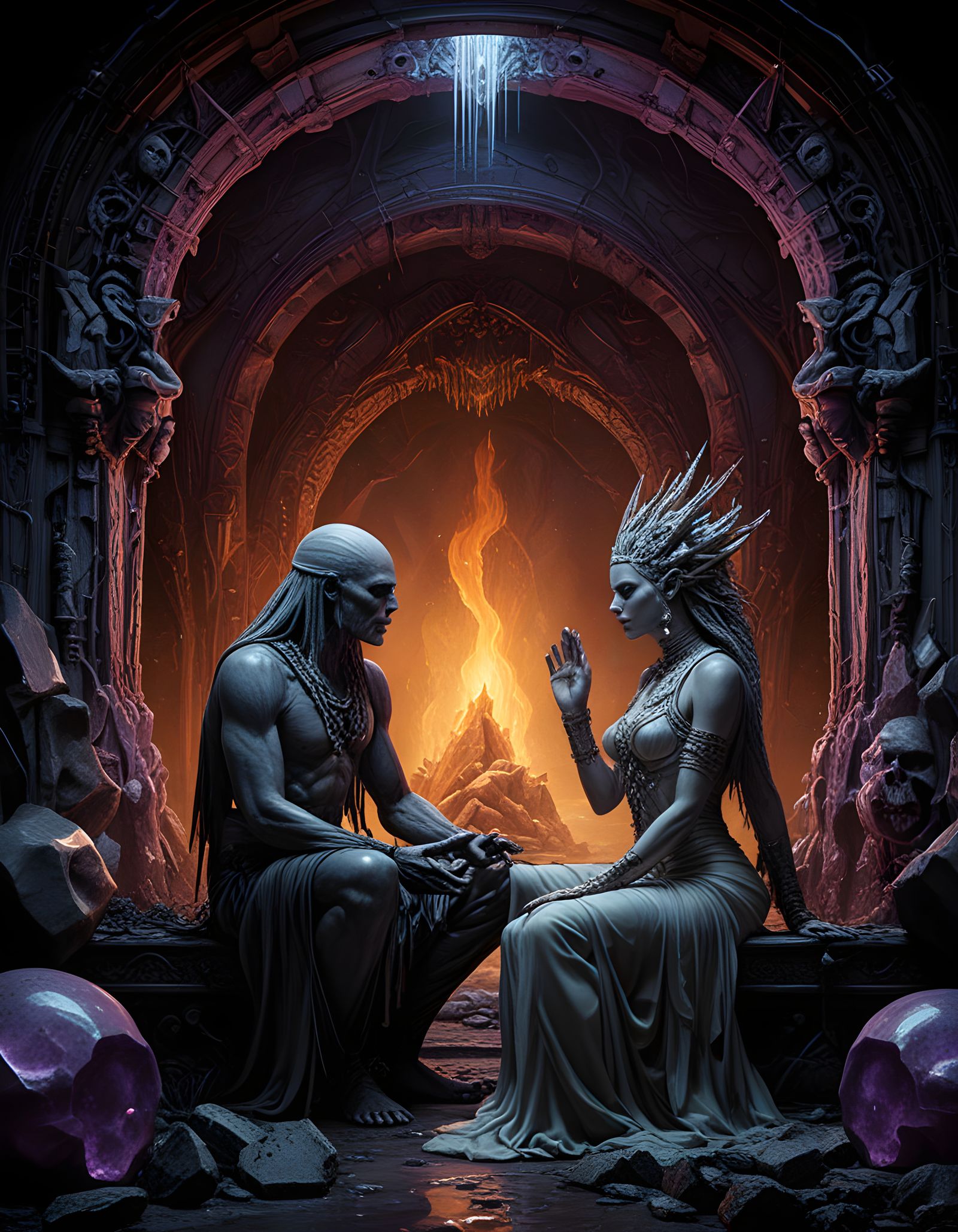 Mystical Druids in Crystal Cave