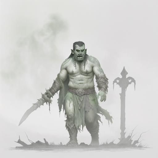 Diseased Orc Warrior in Ruined Landscape