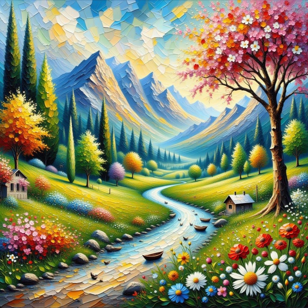 Impasto Landscape in Thick Brushstrokes