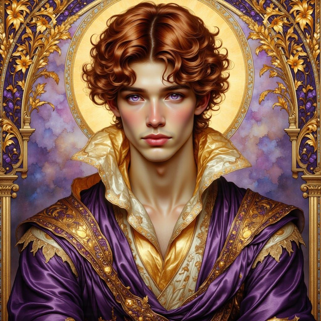 Art Nouveau Fantasy Portrait of Man at Dusk