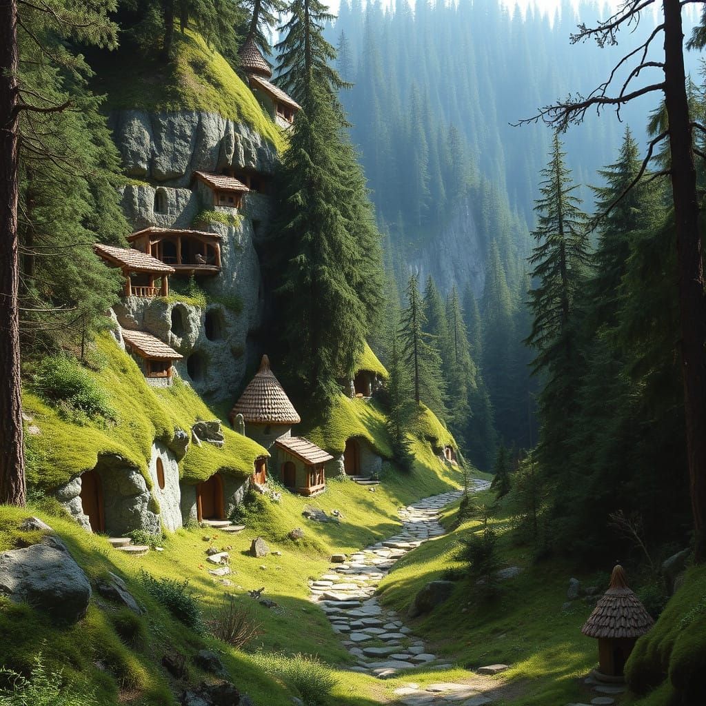 Gnomish Village Hidden in Forested Hills