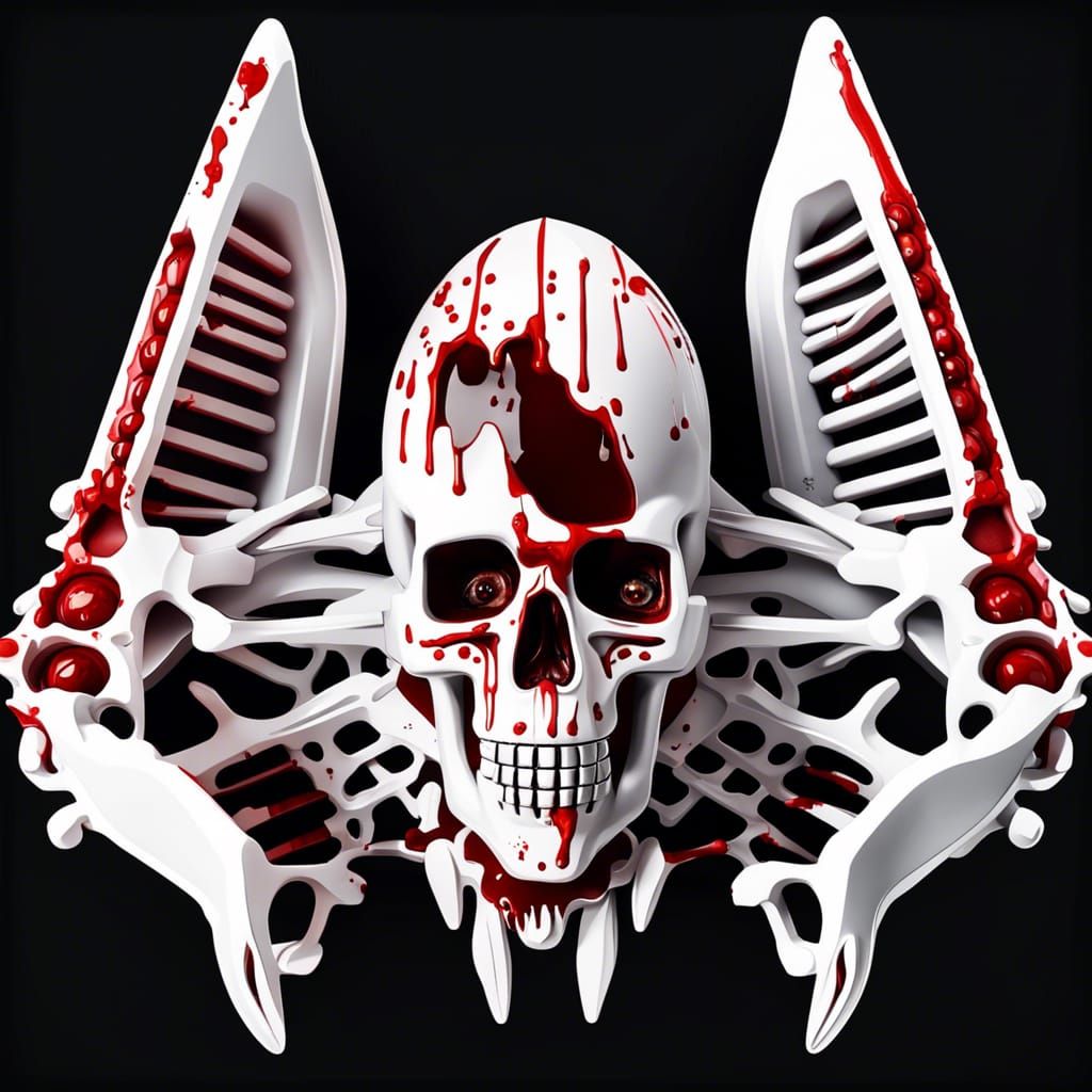 Bone Spaceship in Scary Halloween 3D Style