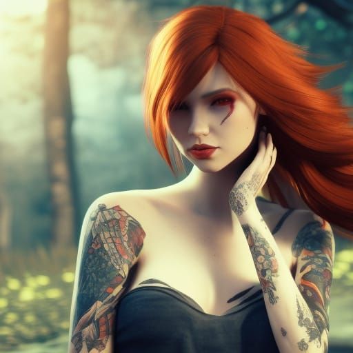 Redhead Woman Smoking: 3D Game Cinematic Graphics