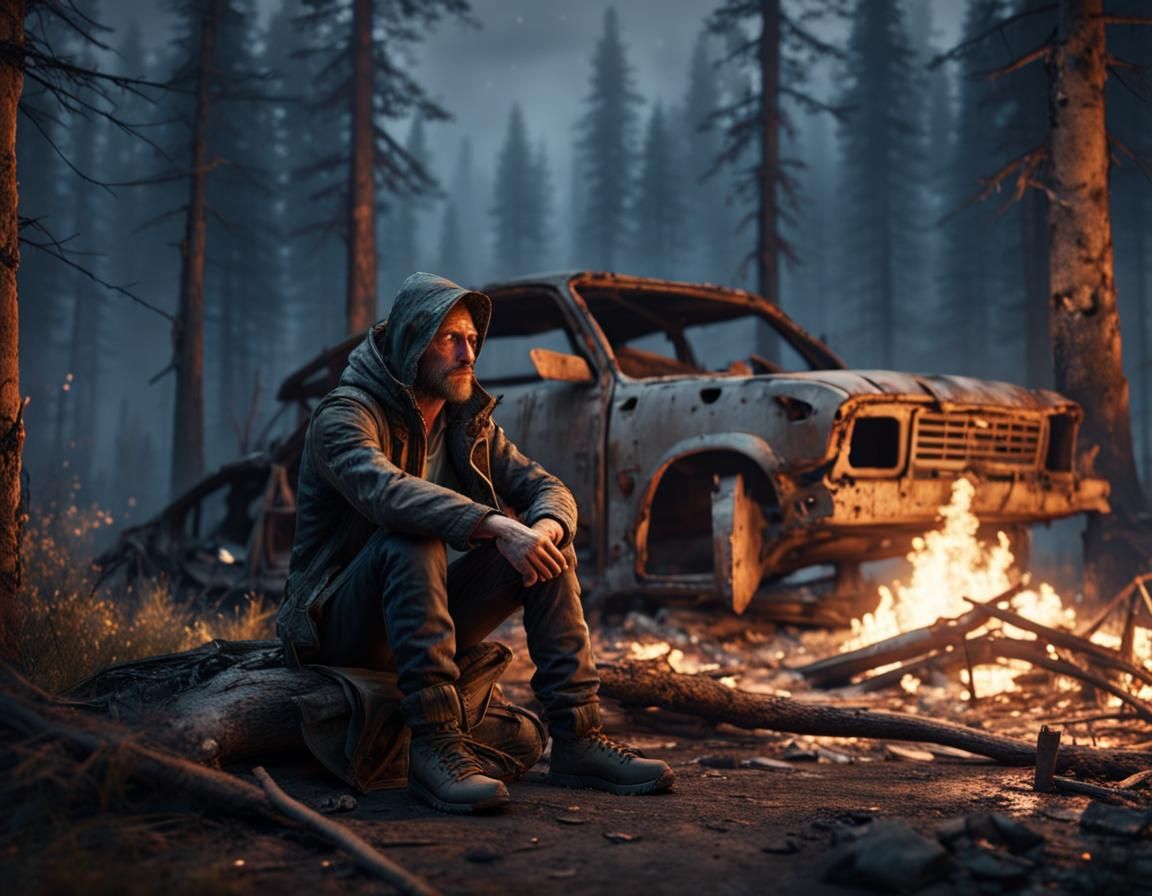 Post-Apocalyptic Traveler Deep in Thought