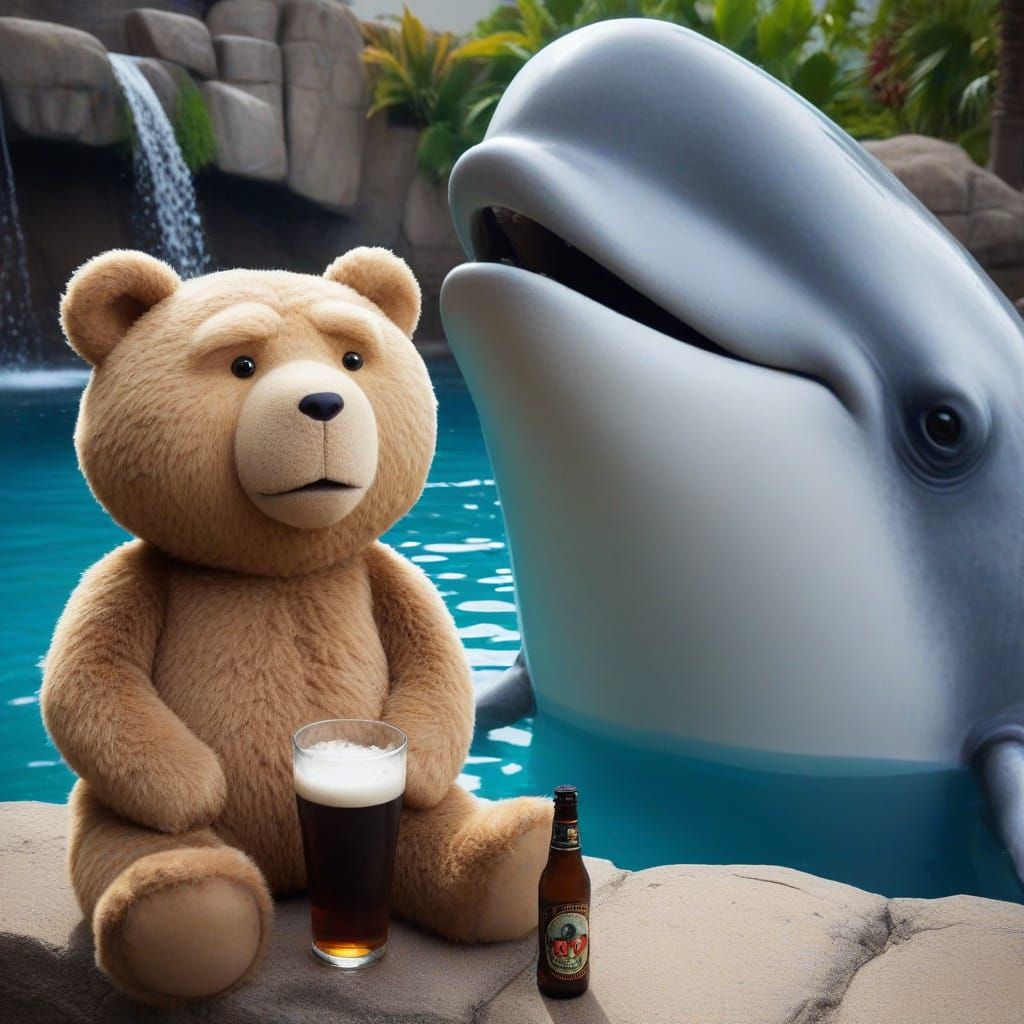 Ted the Bear and Mark Wahlberg at Seaworld