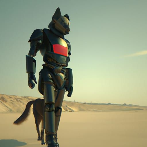 Futuristic anthro dog soldier, black armor, full body sci-fi, RIFTS, human with german shepherd head, wearing black futu...