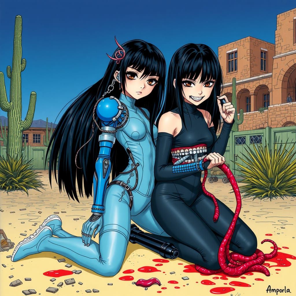 Retro Anime Vampire Kids with Robotic Details