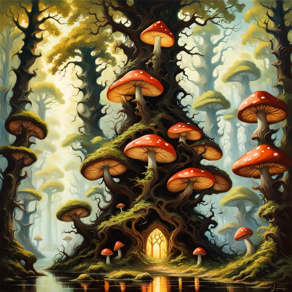 Enchanted Dark Oak Forest in High Gothic Style