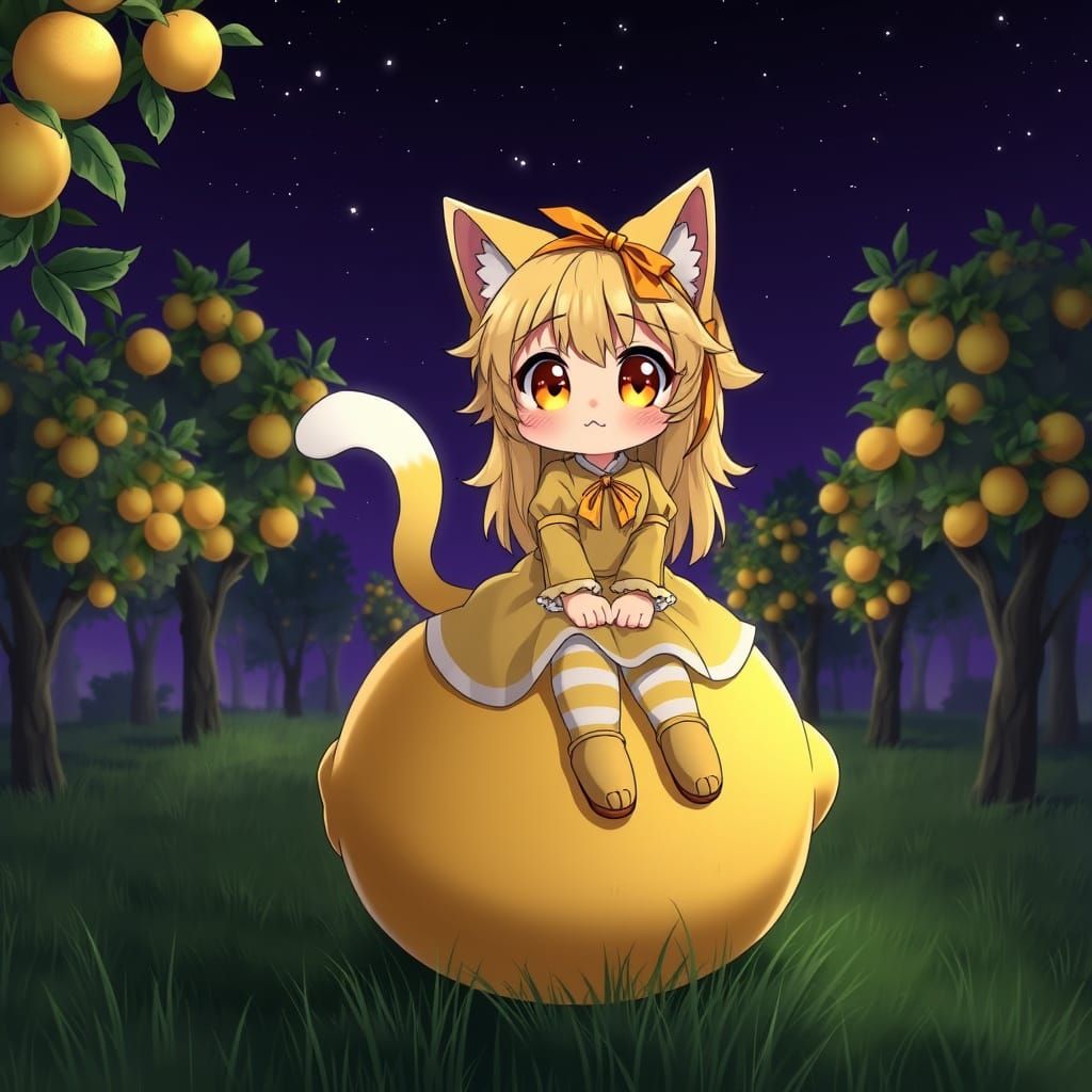 Whimsical Catgirl in a Lemon Wonderland