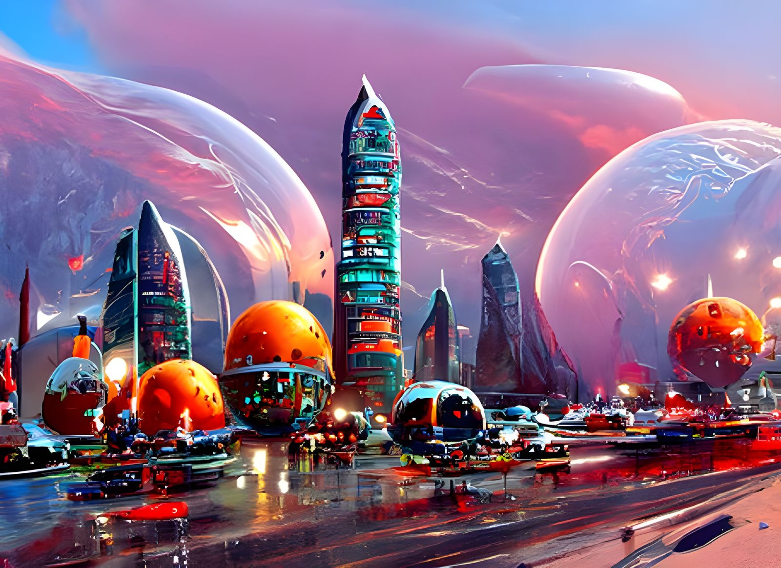 Futuristic City in Space, Hyperrealistic Sci-Fi Art