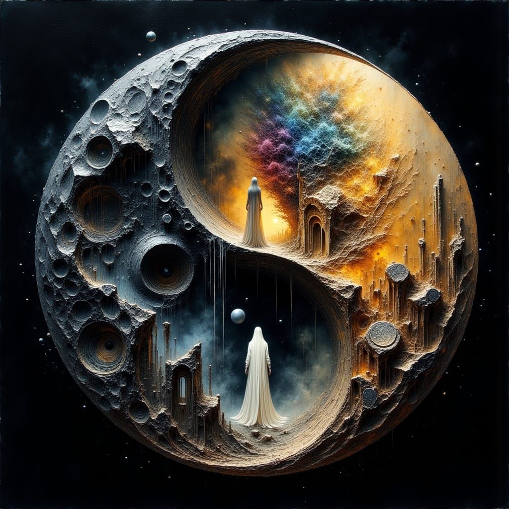 Obsidian Yin-Yang Symbol in Abstract Reality