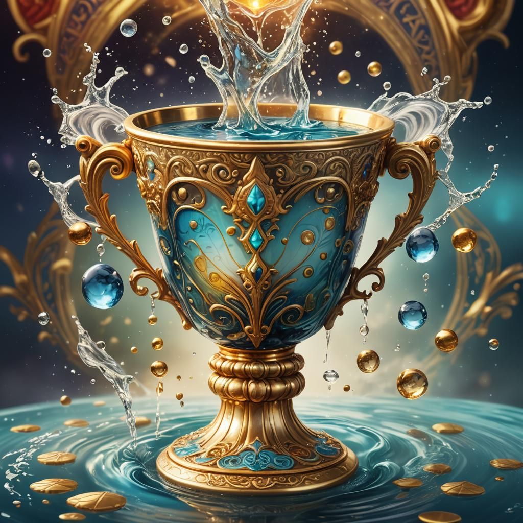 Ornate Ace of Cups in Hyperrealistic Style