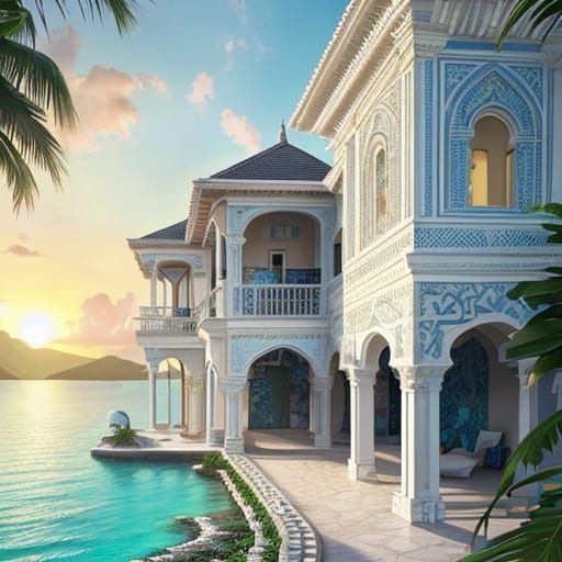 Serene Cliffside Villa Overlooking Turquoise Waters as Digit...