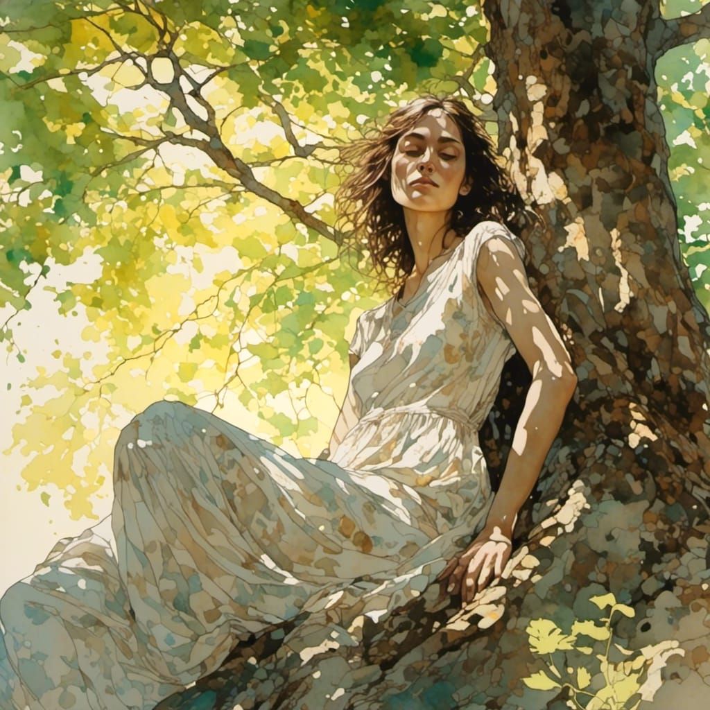 Woman in Dappled Sunlight Portrait