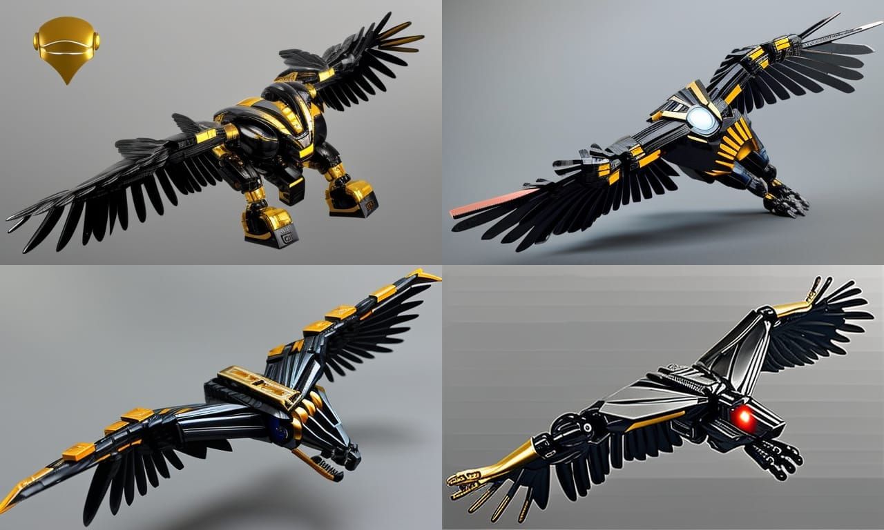 Threatening Robotic Condor Soars in Cyberpunk Style