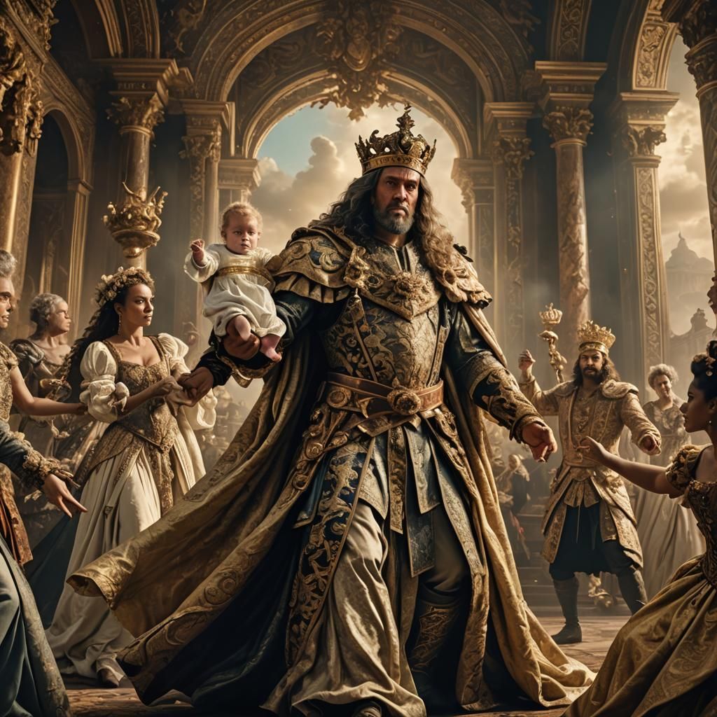 King Solomon's Judgement in Rococo Style