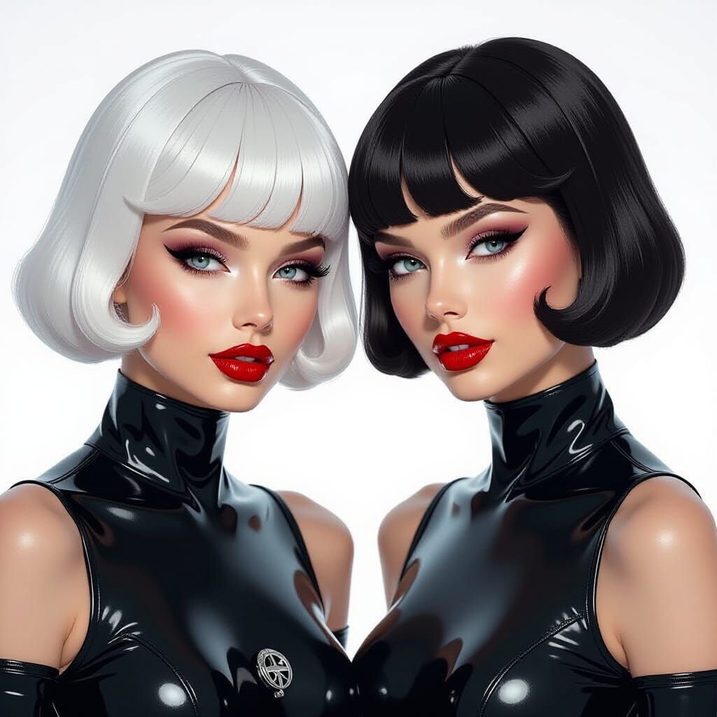 Pop Culture Icons in Sleek Monochromatic Latex Style