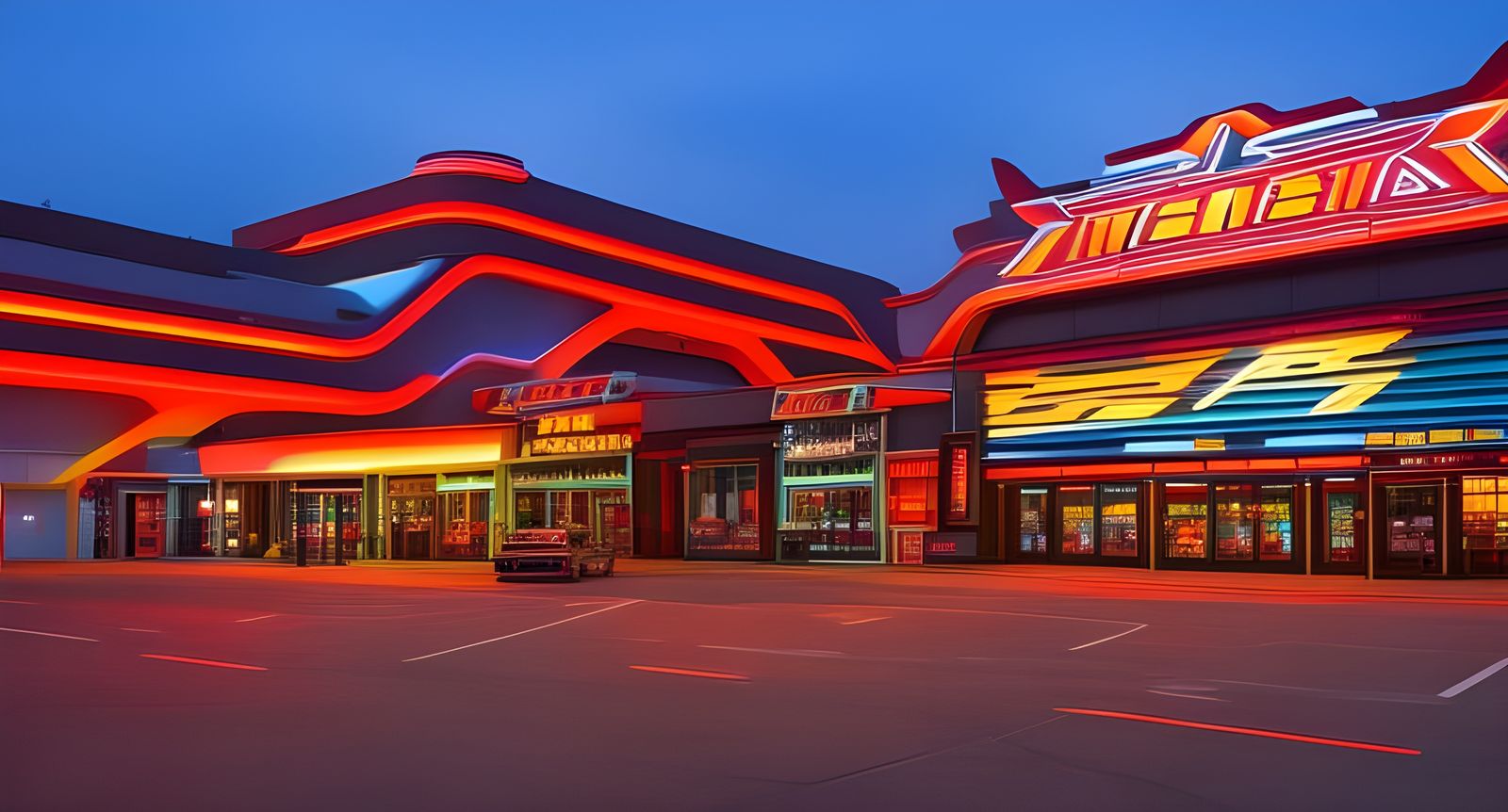 Art Deco Movie Theater in Retro Futurism Style