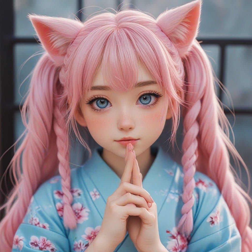 Fauvist Anime Catgirl Portrait in Soft Focus