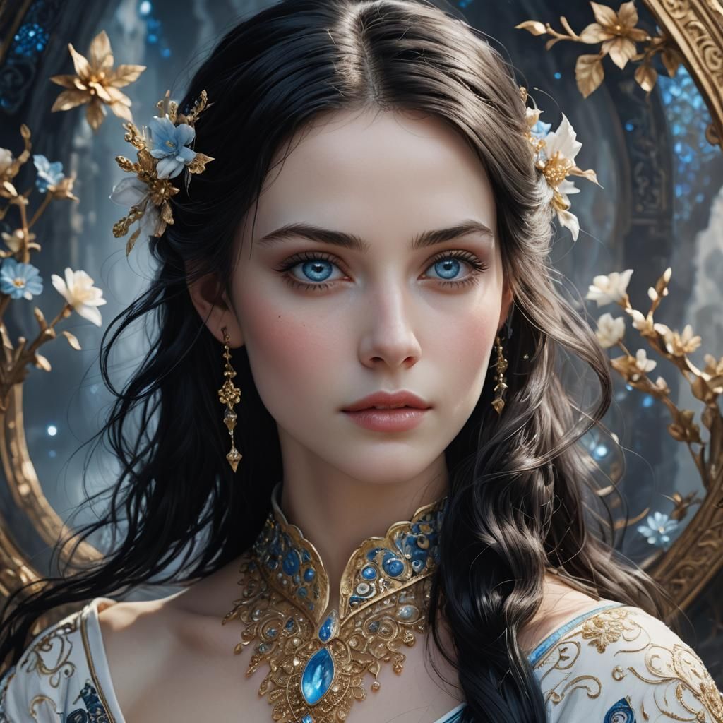 Fantasy Portrait: Woman with Fox in Misty Forest