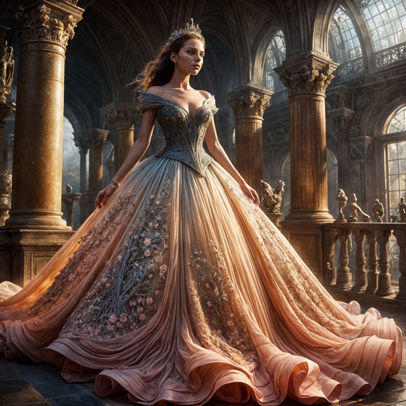Glass Ballgown Fantasy: Epic Cinematic Digital Painting
