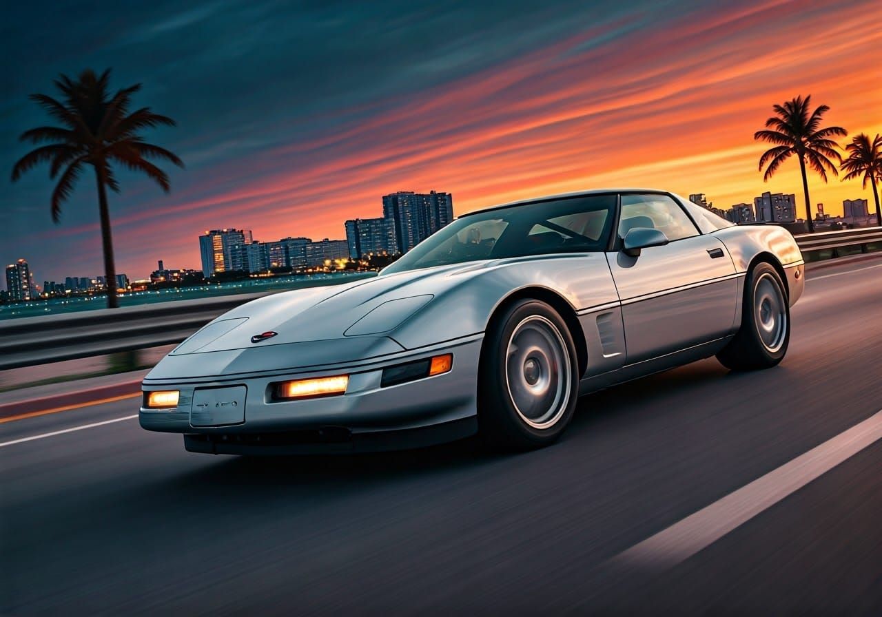 Corvette C4 in 1980s Comic Book Style