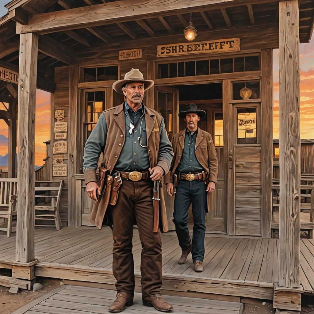 Sheriff in the Old West at Sunset