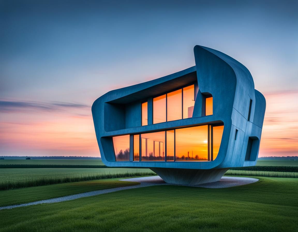 Futuristic Belgian House at Sunset: Professional Photography