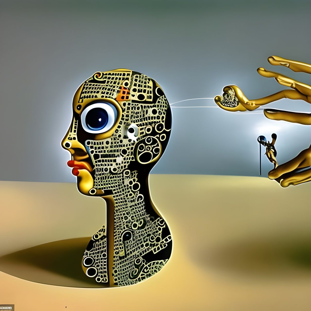 AI Self-Reflection in a Surreal Dali-esque Style