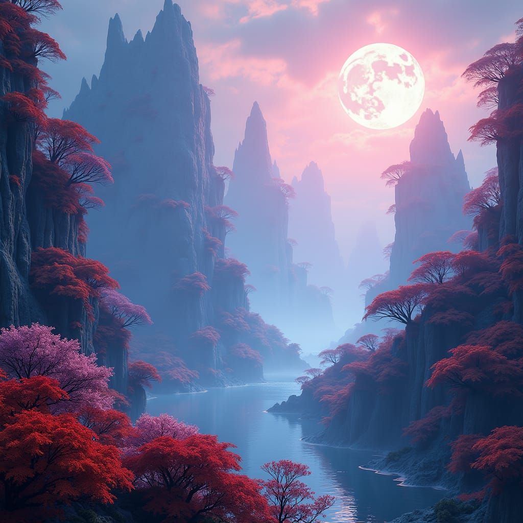 Ethereal Landscape with Levitating Landmasses in 8K