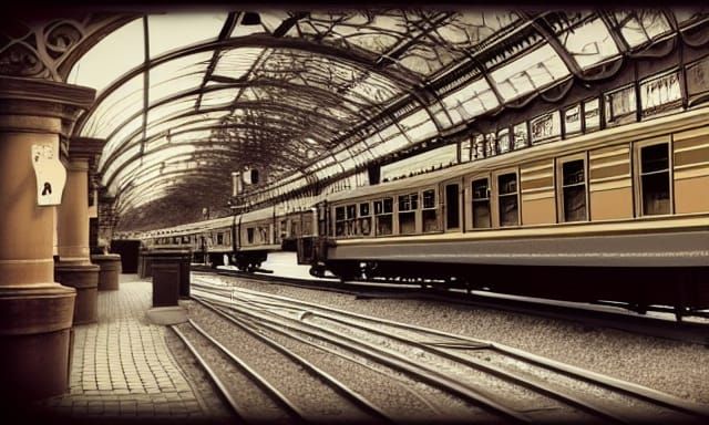 Steampunk Train Station Digital Rendering