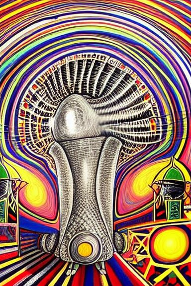 Armadillo's Nuclear Explosion in Bazaar, Basquiat Style