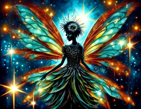 Glittering Fairy Embellished with Industrial Metal and Cryst...