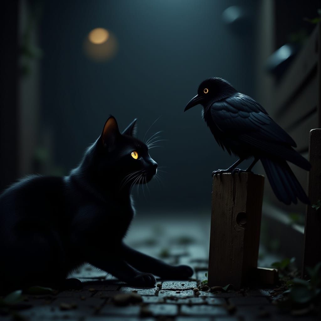 Midnight Feline Hunt in Hyperphoto Realism
