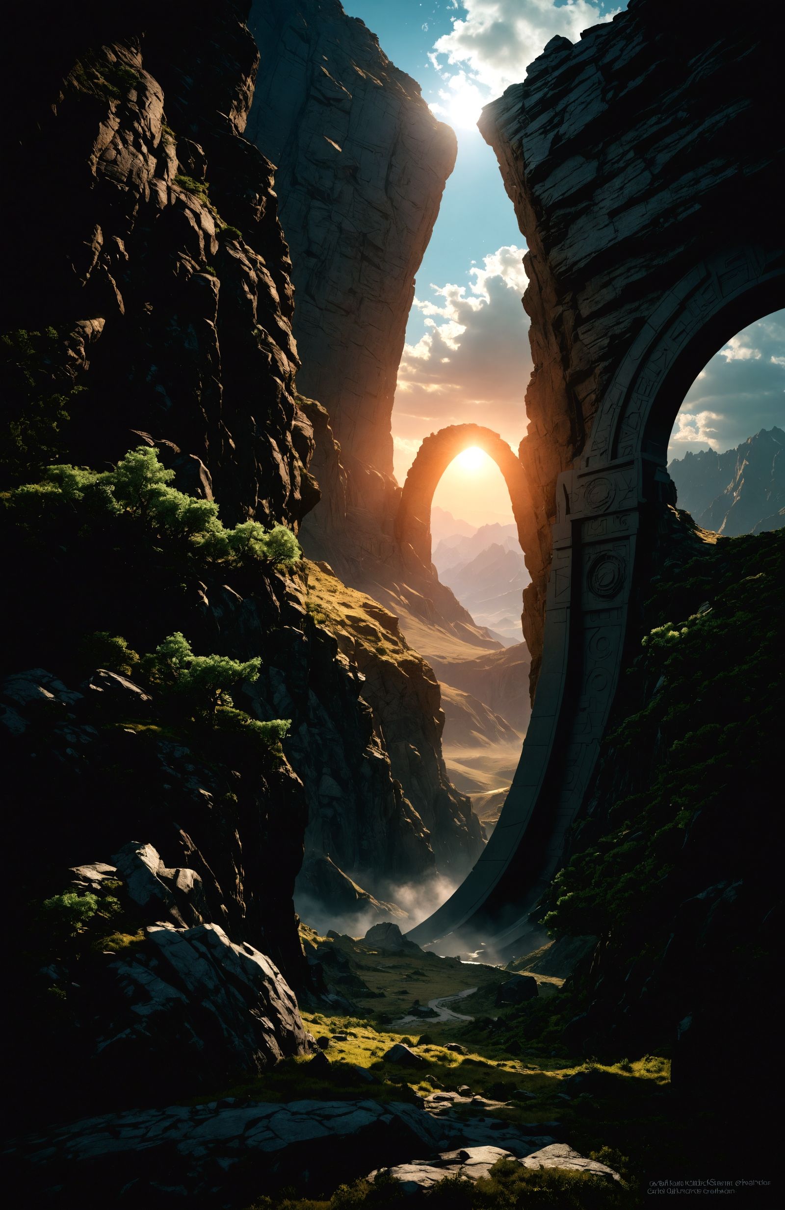 Circular Stargate to Another World in 3D
